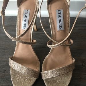 gold high heel sandal